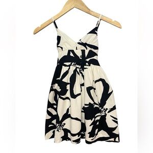 Aqua Black and White Floral Midi Dress